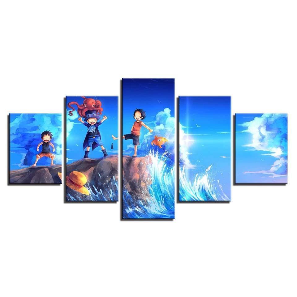 One Piece: Cartoon Luffy Sabo Anime Canvas Wall Art