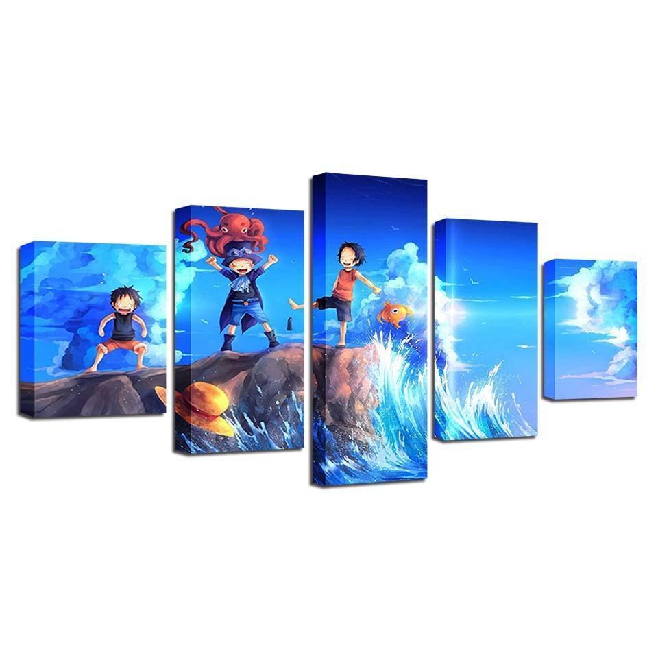 One Piece: Cartoon Luffy Sabo Anime Canvas Wall Art