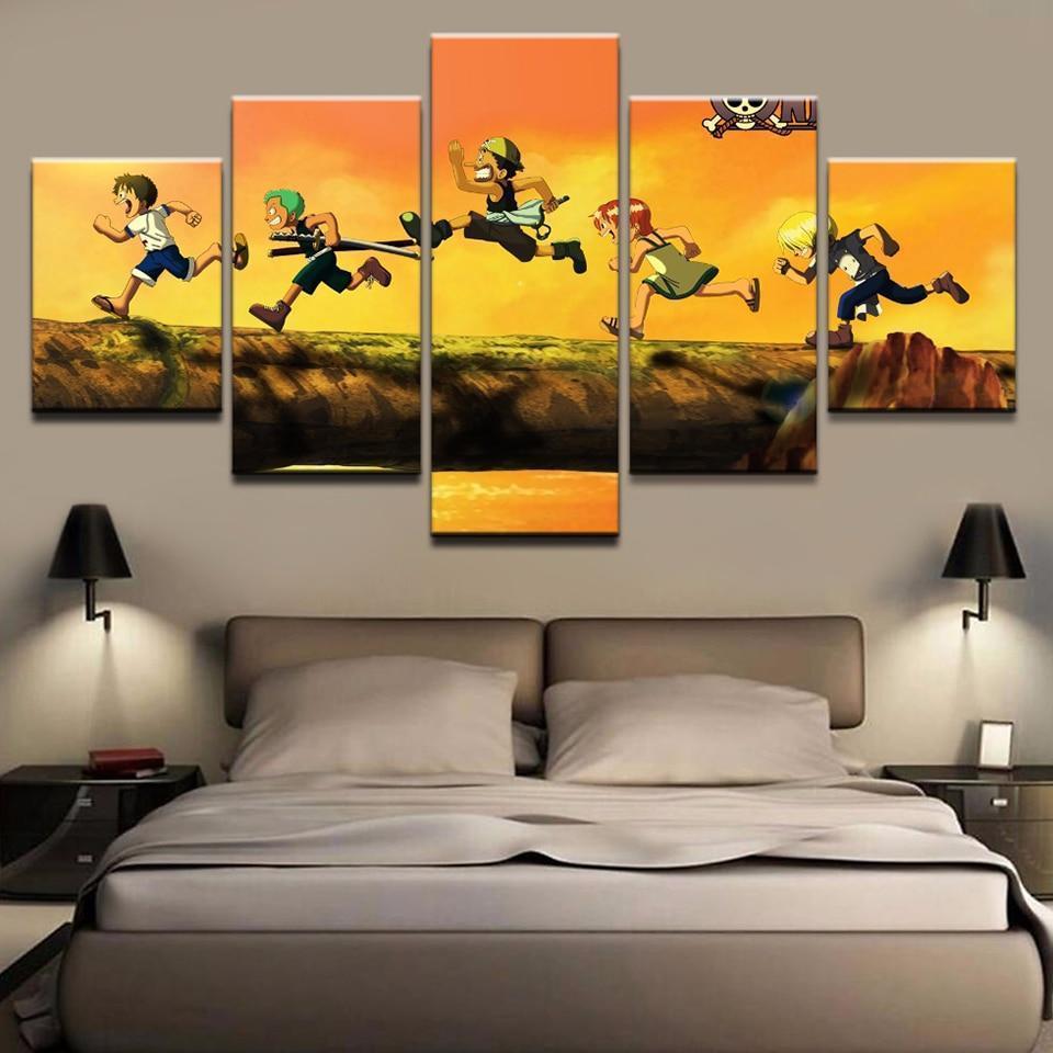 One Piece Characters Running Anime Canvas Wall Art