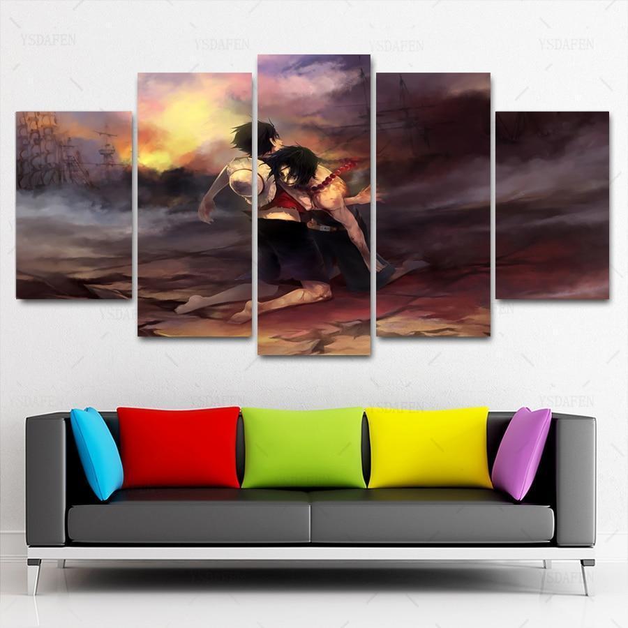 One Piece: Luffy And Ace Anime Canvas Wall Art