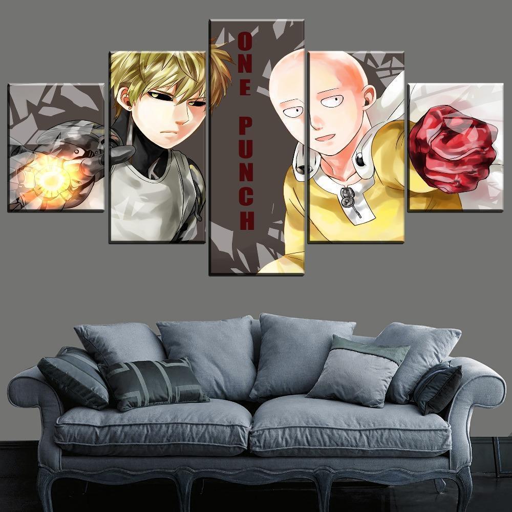One Punch Man Saitama And Genos 1 Anime Canvas Wall Art
