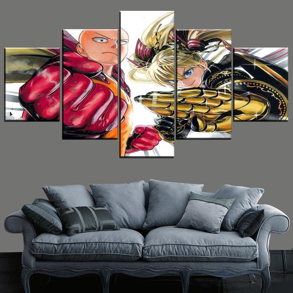 One Punch Man Saitama And Natsuno Himiko Anime Canvas Wall Art