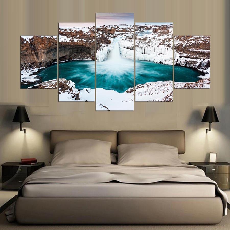 Or Bedroom Falls Iceland Nature Canvas Wall Art