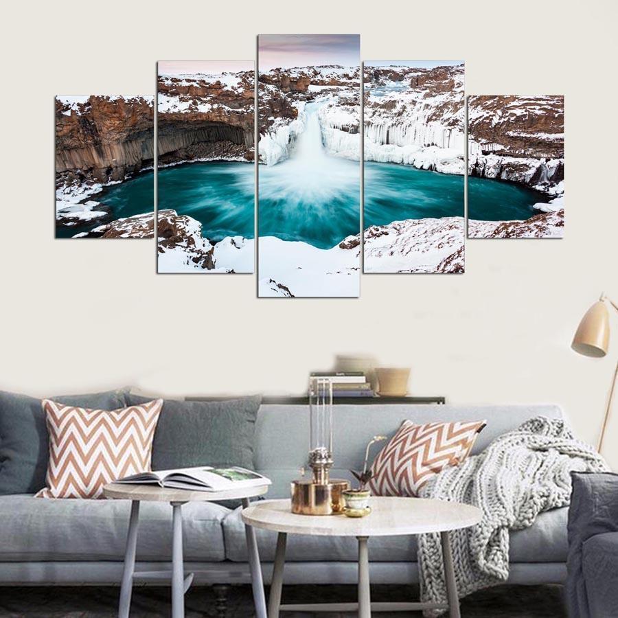 Or Bedroom Falls Iceland Nature Canvas Wall Art
