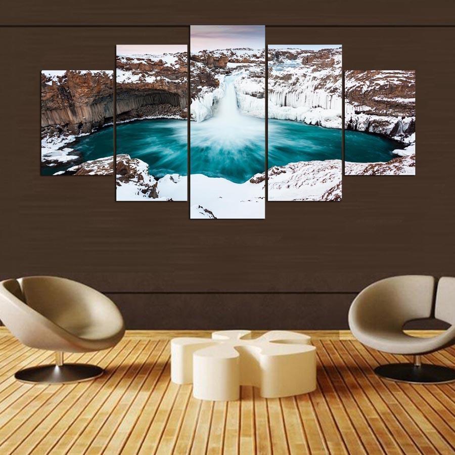 Or Bedroom Falls Iceland Nature Canvas Wall Art