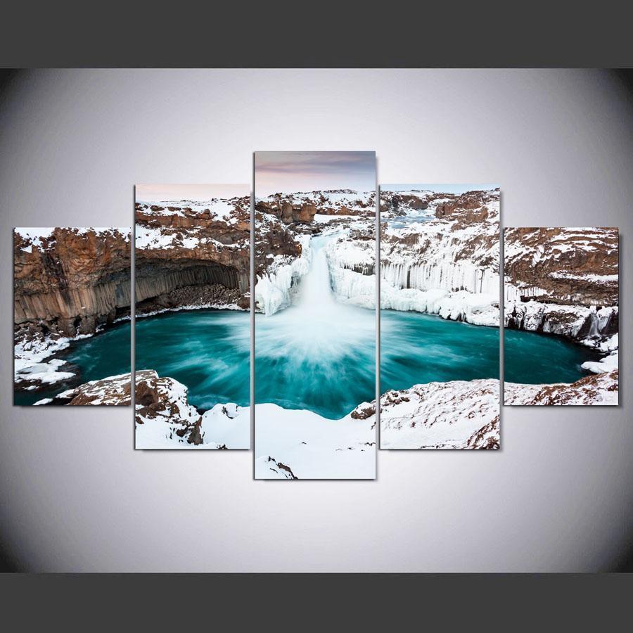 Or Bedroom Falls Iceland Nature Canvas Wall Art