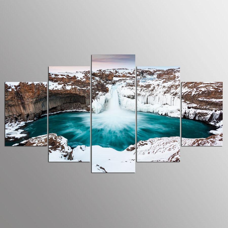 Or Bedroom Falls Iceland Nature Canvas Wall Art