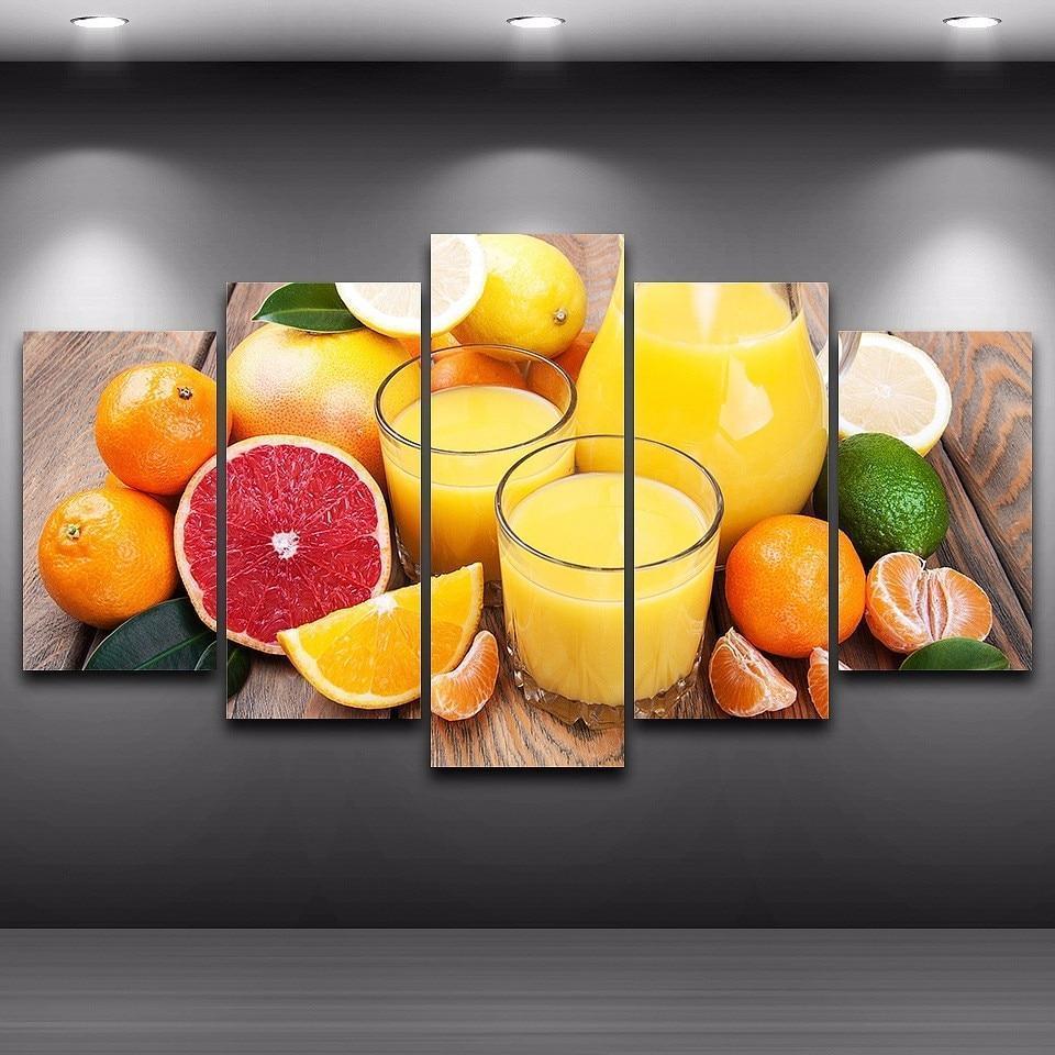 Orange Fruit And Juice Kitchen Canvas Wall Art