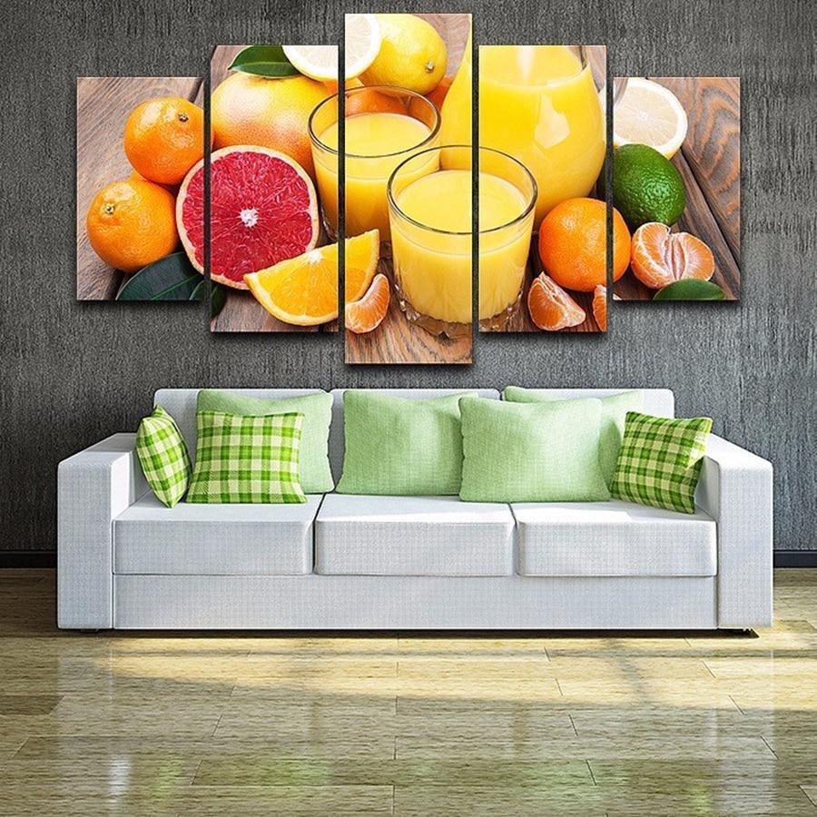 Orange Fruit And Juice Kitchen Canvas Wall Art