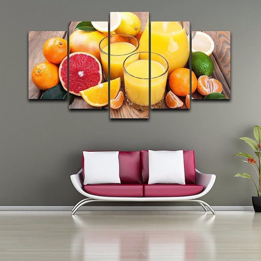 Orange Fruit And Juice Kitchen Canvas Wall Art