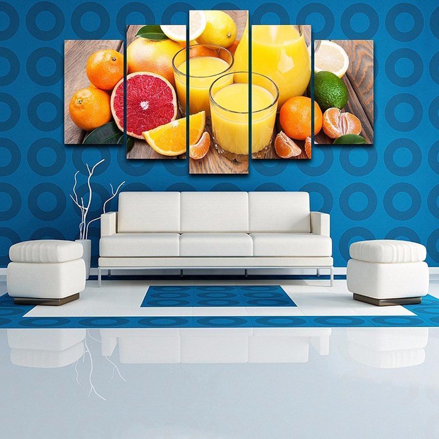 Orange Fruit And Juice Kitchen Canvas Wall Art