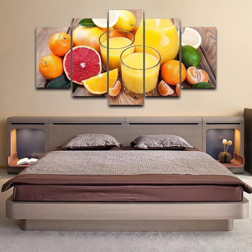 Orange Fruit And Juice Kitchen Canvas Wall Art