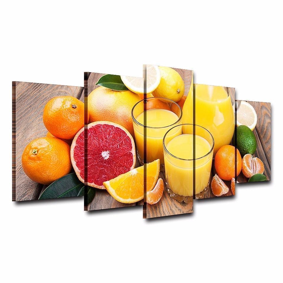 Orange Fruit And Juice Kitchen Canvas Wall Art
