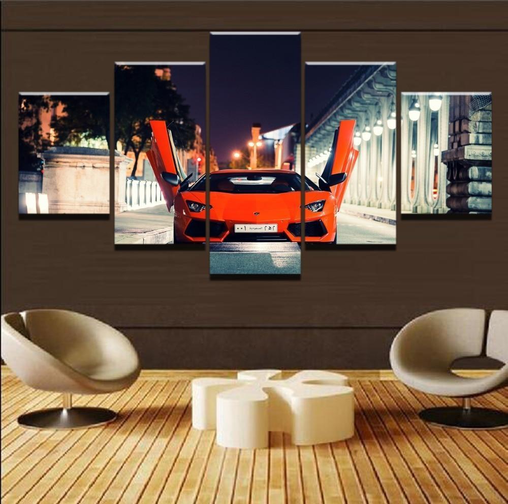 Orange Luxury Car Sport Canvas Wall Art