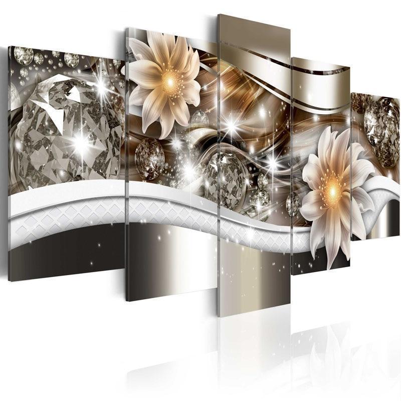Orchids On Diamond Canvas Wall Art