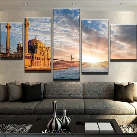 Ortakoy Mosque &amp;amp; Bosphorus Bridge Nature Canvas Wall Art