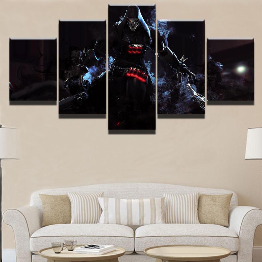 Overwatch Black Reaper Champion Gaming Canvas Wall Art