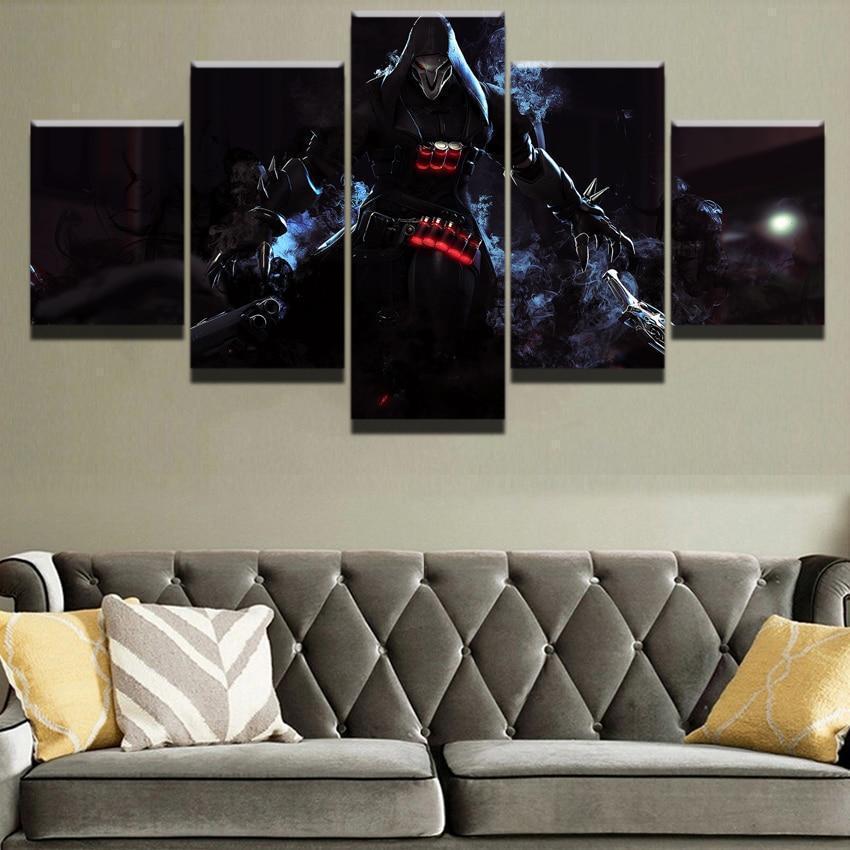 Overwatch Black Reaper Champion Gaming Canvas Wall Art