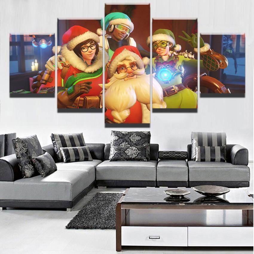 Overwatch Christmas Character Gaming Canvas Wall Art