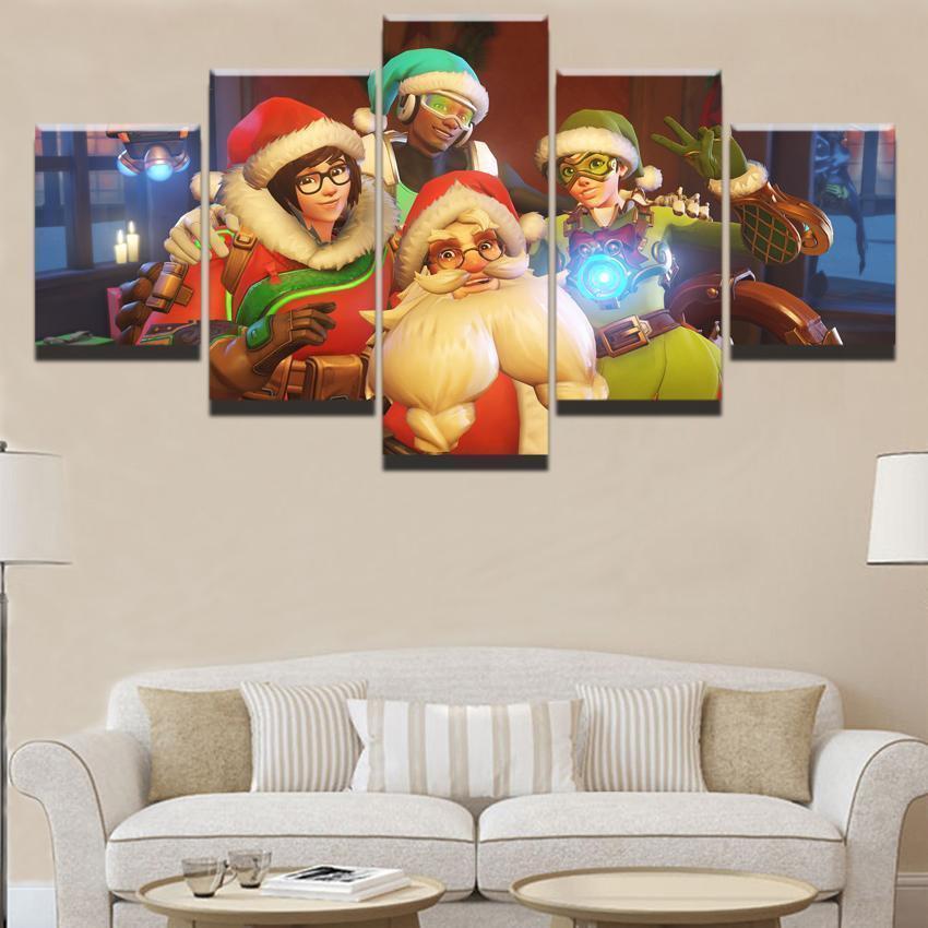 Overwatch Christmas Character Gaming Canvas Wall Art