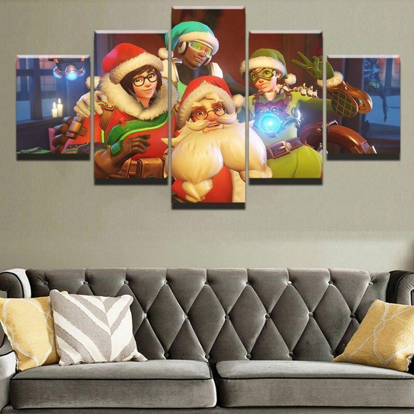 Overwatch Christmas Character Gaming Canvas Wall Art