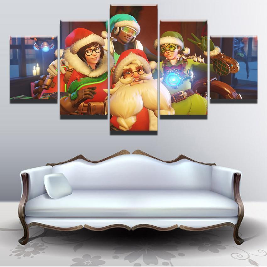 Overwatch Christmas Character Gaming Canvas Wall Art