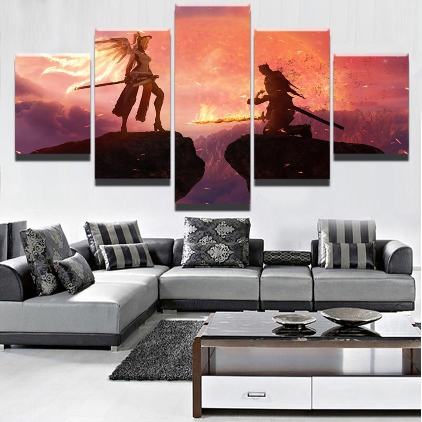 Overwatch Crossover Dark Souls Gaming Canvas Wall Art