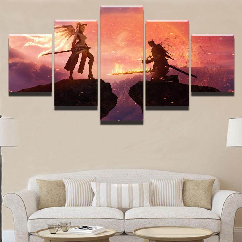 Overwatch Crossover Dark Souls Gaming Canvas Wall Art