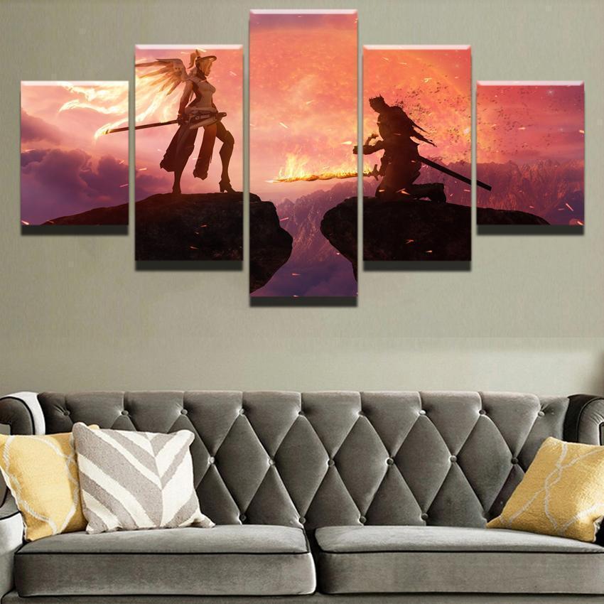 Overwatch Crossover Dark Souls Gaming Canvas Wall Art