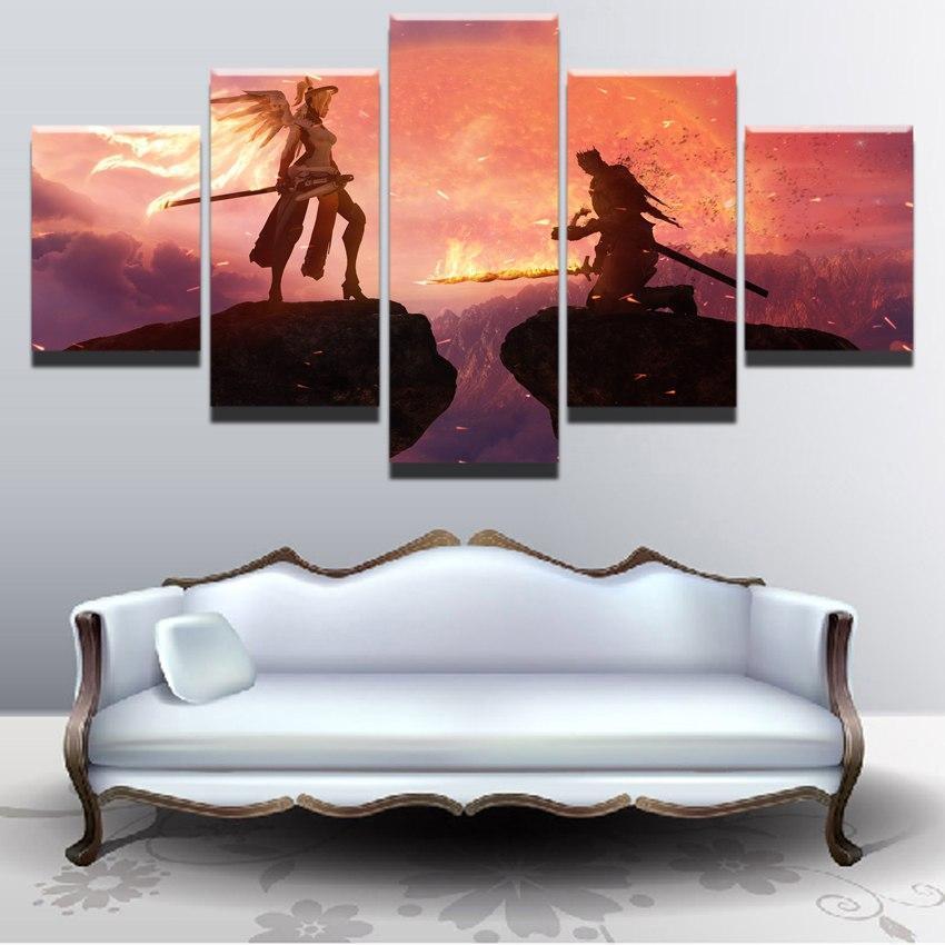 Overwatch Crossover Dark Souls Gaming Canvas Wall Art