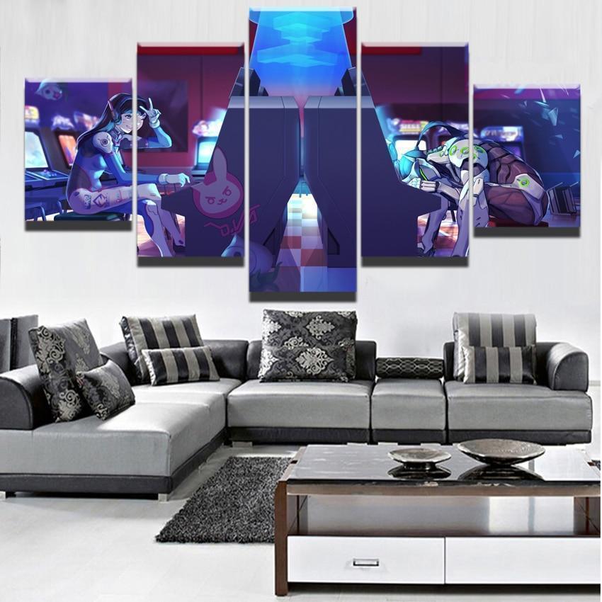 Overwatch D.Va And Genji Playing Gaming Canvas Wall Art