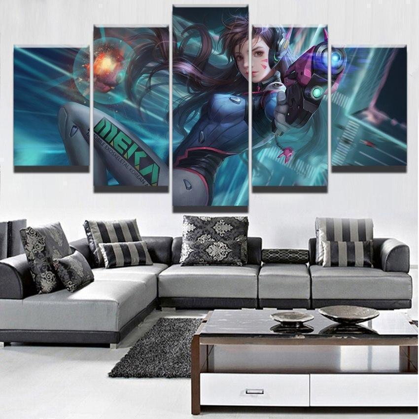 Overwatch D.Va Champion Poster Gaming Canvas Wall Art