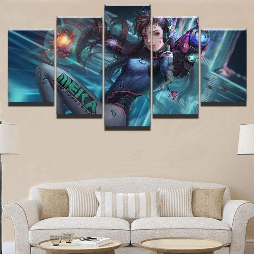 Overwatch D.Va Champion Poster Gaming Canvas Wall Art