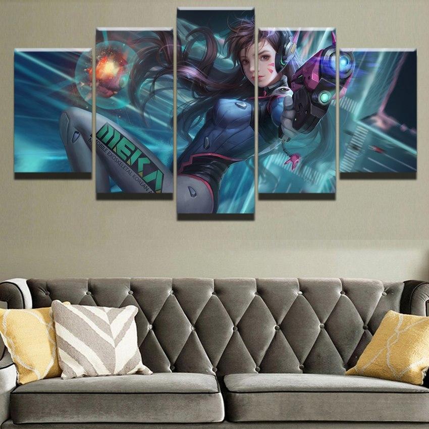 Overwatch D.Va Champion Poster Gaming Canvas Wall Art