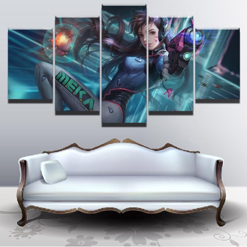 Overwatch D.Va Champion Poster Gaming Canvas Wall Art
