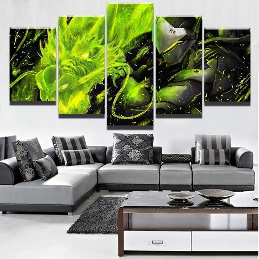 Overwatch Genji And Green Dragon Gaming Canvas Wall Art