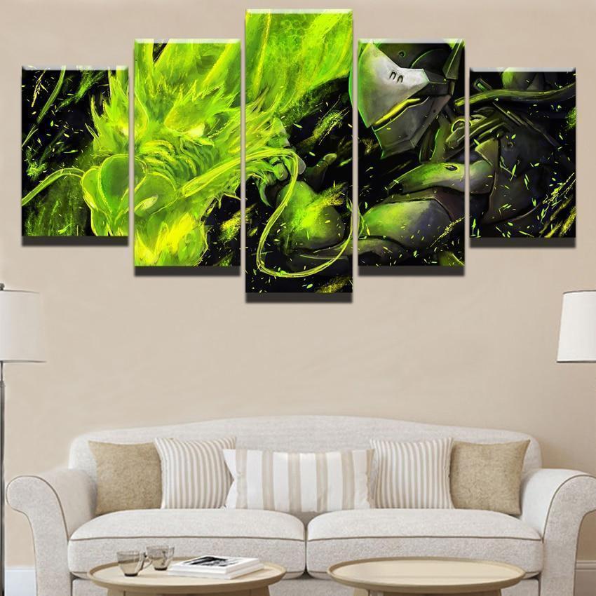 Overwatch Genji And Green Dragon Gaming Canvas Wall Art