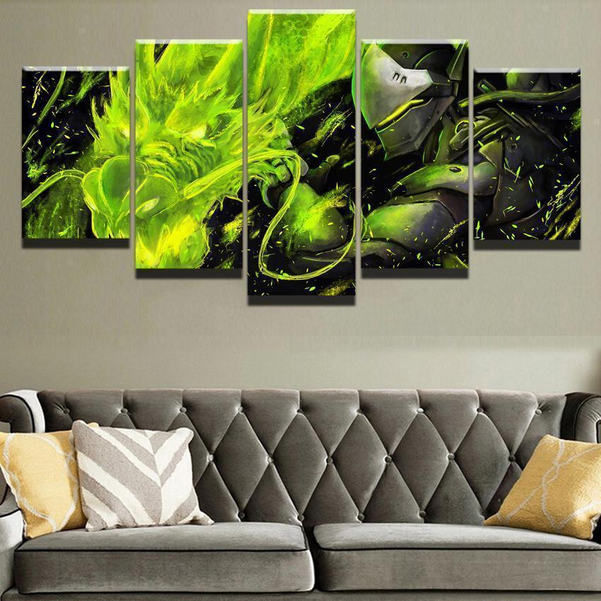 Overwatch Genji And Green Dragon Gaming Canvas Wall Art