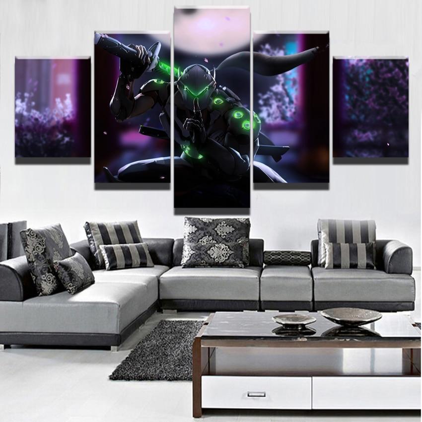 Overwatch Genji Champion Poster Gaming Canvas Wall Art