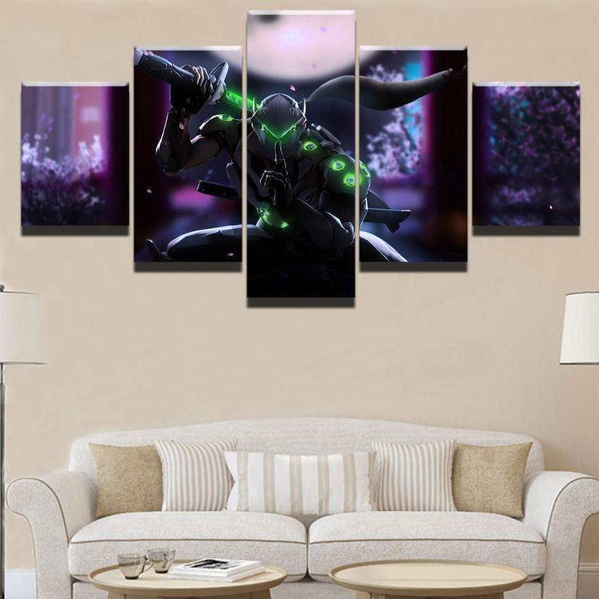 Overwatch Genji Champion Poster Gaming Canvas Wall Art