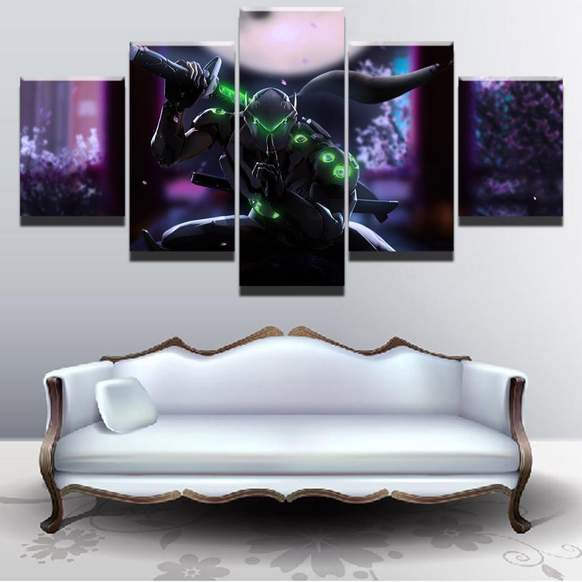 Overwatch Genji Champion Poster Gaming Canvas Wall Art