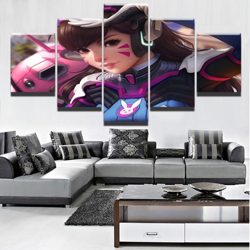 Overwatch Girls D.Va Champion Gaming Canvas Wall Art