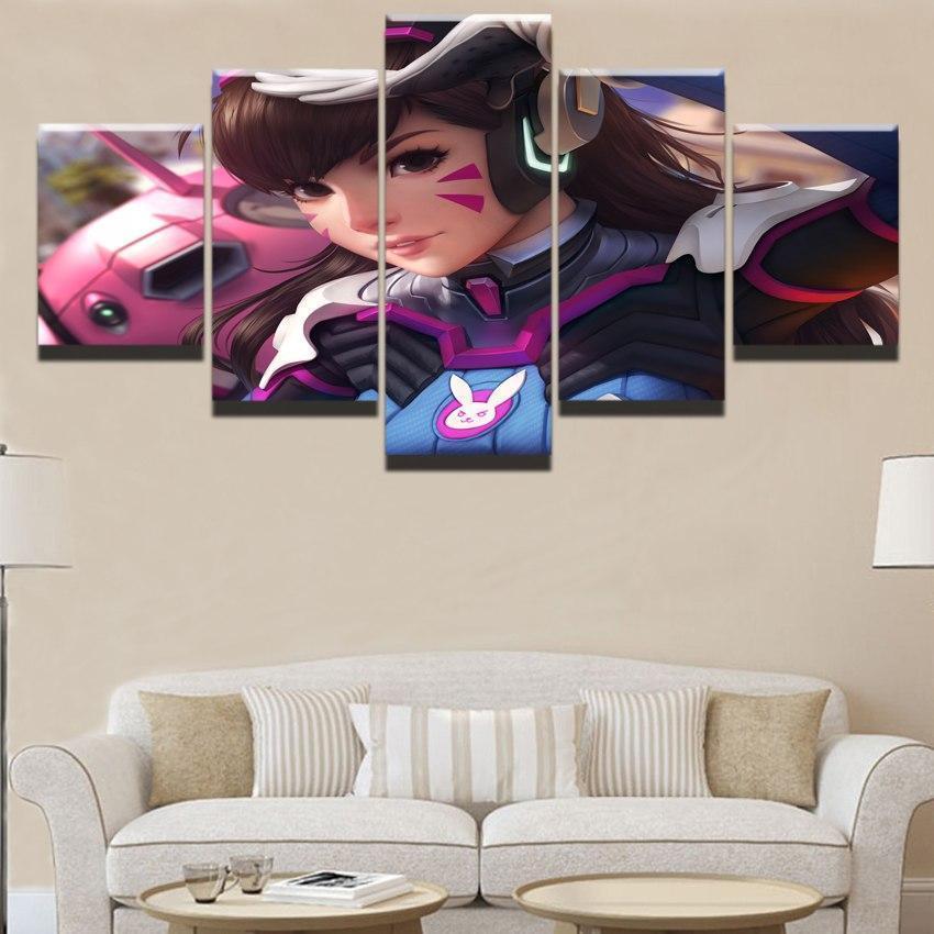 Overwatch Girls D.Va Champion Gaming Canvas Wall Art