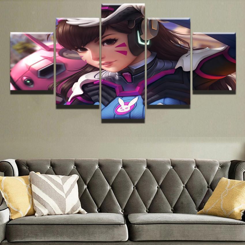 Overwatch Girls D.Va Champion Gaming Canvas Wall Art