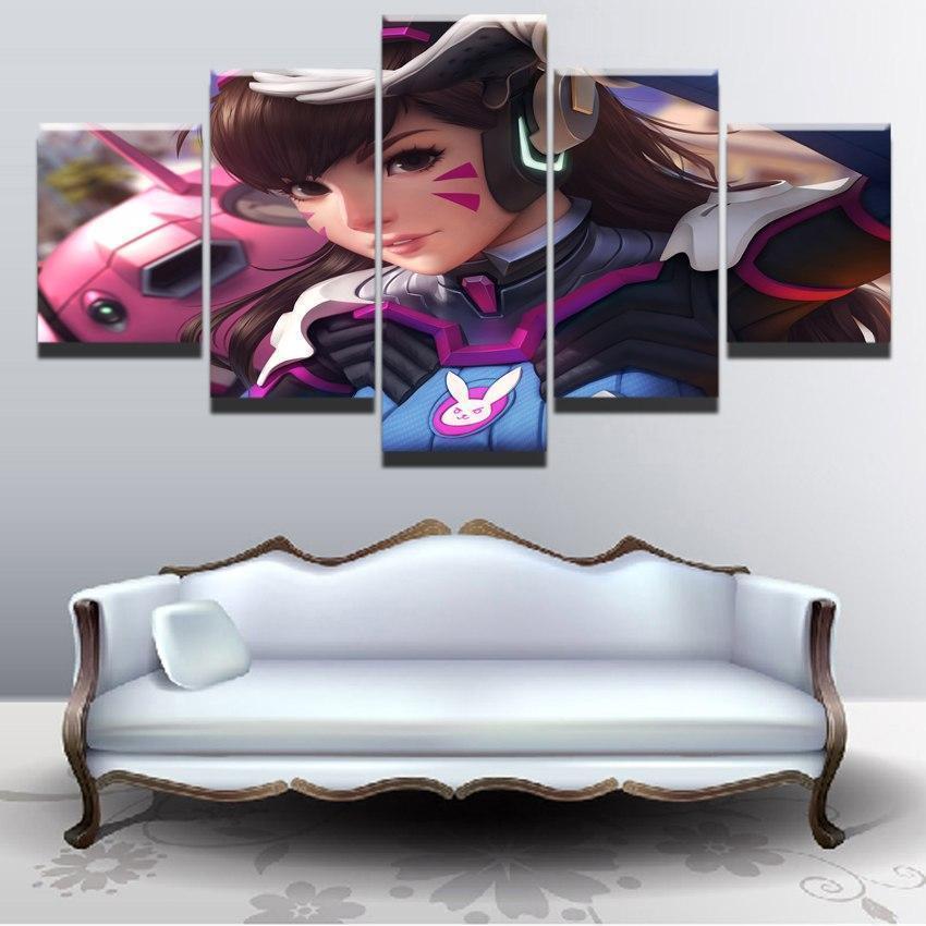 Overwatch Girls D.Va Champion Gaming Canvas Wall Art