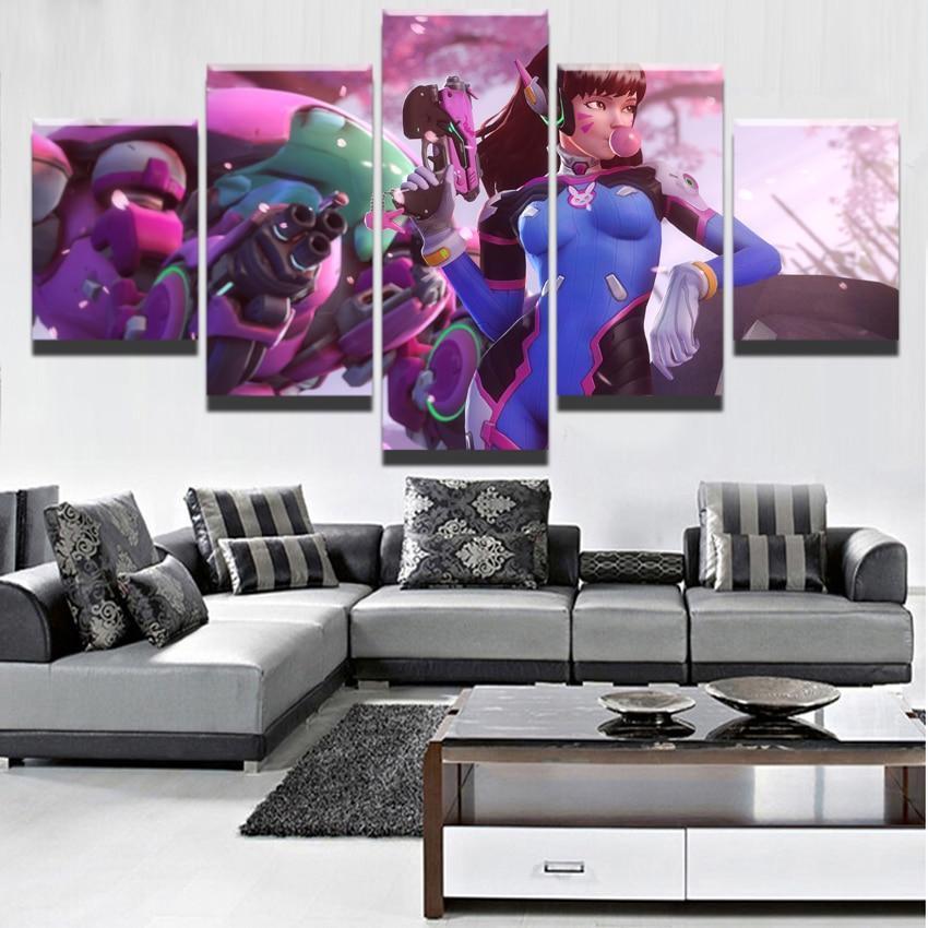 Overwatch Gum Girl D.Va Champion Gaming Canvas Wall Art