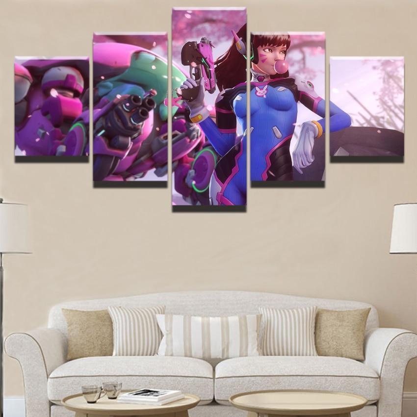 Overwatch Gum Girl D.Va Champion Gaming Canvas Wall Art