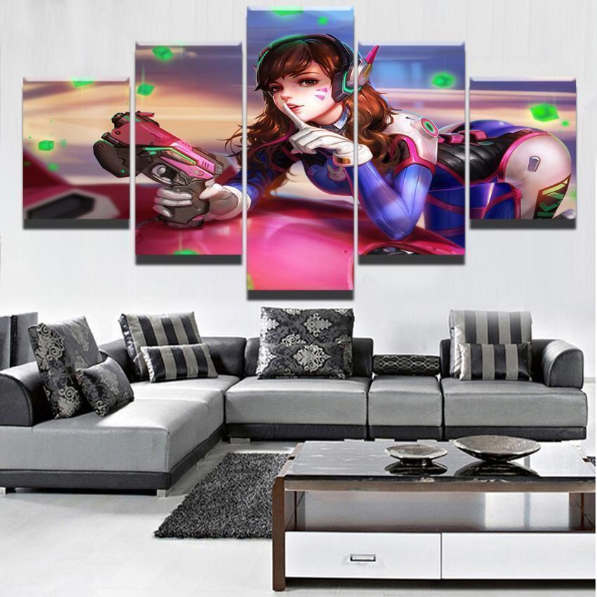 Overwatch Sexy D.Va Champion Gaming Canvas Wall Art