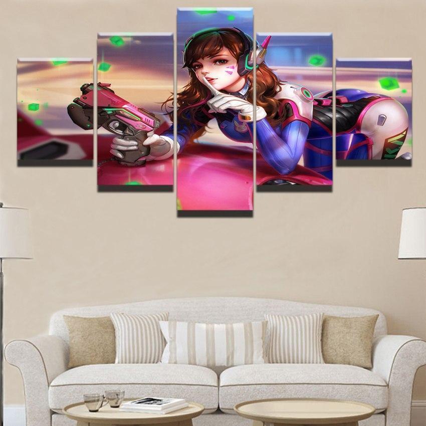 Overwatch Sexy D.Va Champion Gaming Canvas Wall Art