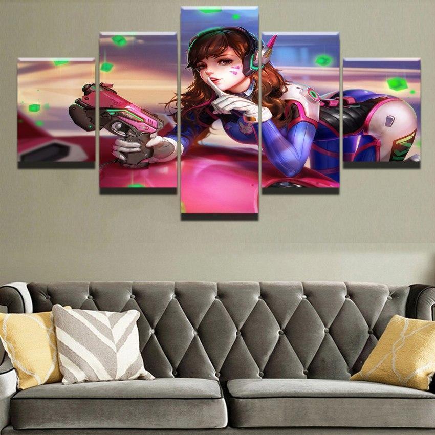 Overwatch Sexy D.Va Champion Gaming Canvas Wall Art